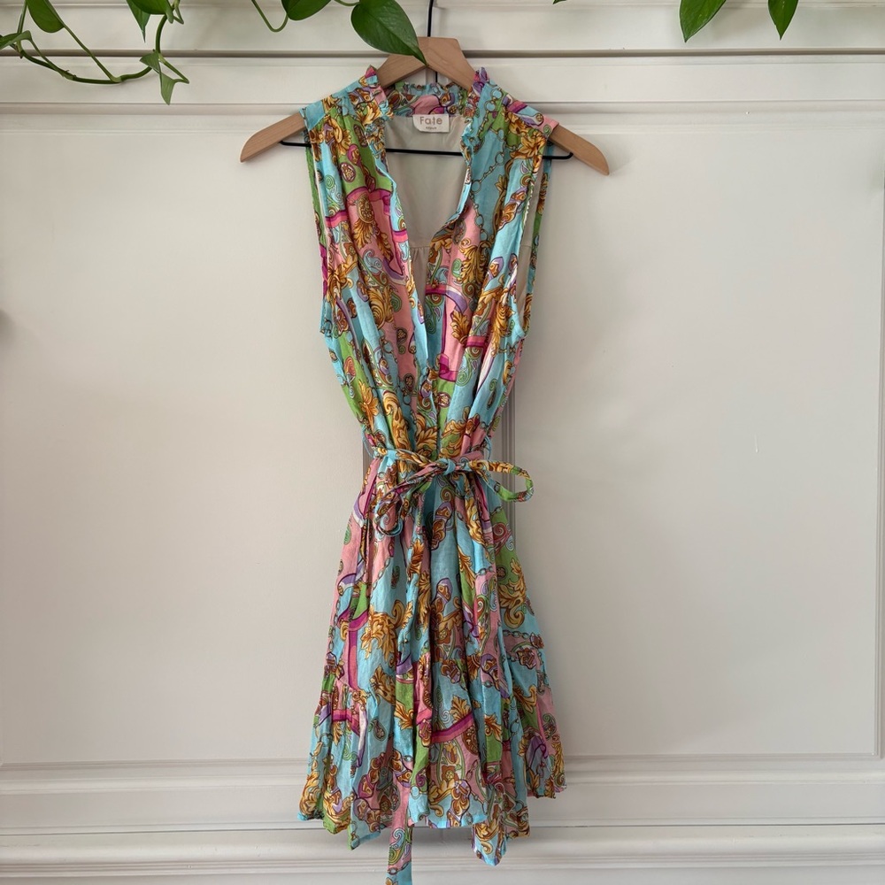 Fate Medium Chic Destiny Multi Colored Chain Print Sleeveless Dress - Picture 2 of 7